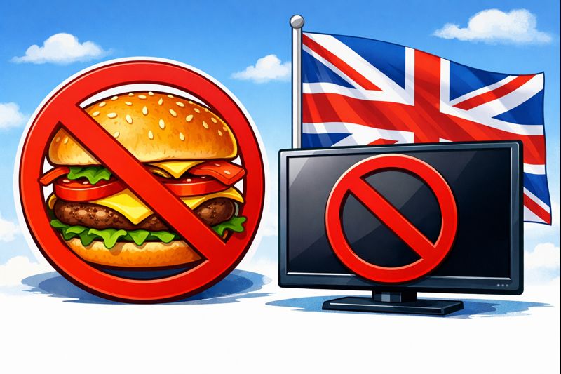 Divieto pubblicità cibo spazzatura in UK: orari TV, tutela dei minori e implicazioni legali per aziende e famiglie.