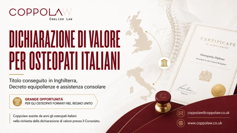 Equipollenza e Dichiarazione di valore per osteopati italiani con titolo in Inghilterra a seguito del Decreto Equipollenze in Gazzetta Ufficiale